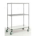 24 Deep x 36 Wide x 69 High 1200 lb Capacity Mobile Unit with 2 Wire Shelves and 1 Solid Shelf