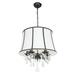 Crystal Chandelier Lighting for Dining Living Room Bedroom Kitchen Staircase Foyer Modern Drum White Fabric Shade Pendant Ceiling 5 Lights Fixture with Black Painted Metal UL-Listed E26 VE21007