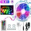 Led Strip Lights 16.4 Feet Outdoor Led Lights Waterproof 300 LEDs Flexible Led Light Strips Color Changing Music Sync RGB Rope Light with Remote Smart Led Lights for Bedroom Home Kitchen