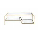 52 X 24 X 18 Gold And Clear Glass Metal Coffee Table