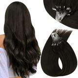 Sunny Micro Loop Ring 100% Remy Human Hair Extensions 18 inch Darkest Brown Invisible Micro Link Hairpieces 50g