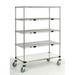 14 Deep x 42 Wide x 60 High 1200 lb Capacity Mobile Unit with 4 Wire Shelves and 1 Solid Shelf