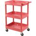 Luxor Red 3 Shelf Tray Shelf Plastic Cart 24 L x 18 W x 40-1/2 H