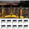 ROSHWEY Deck Lights 10 Pack 30 LED Fence Lights Solar Powered Outdoor Waterproof Stainless Steel Patio Decor Backyard Light for Outside Garden Yard Porch Stair Step Railing Warm White Pack of 10 Warm White Light