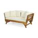 GDF Studio Oceanna Outdoor Acacia Wood and Rope Expandable Daybed with Cushions Teak Beige and Khaki