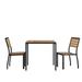 Flash Furniture Lark Series 3-Piece Metal Teak Patio Table and Chair Set Teak