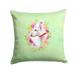 Carolines Treasures CK4284PW1414 Bull Terrier Green Flowers Fabric Decorative Pillow 14Hx14W multicolor