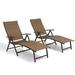 Pellebant Set of 2 Outdoor Chaise Lounge Aluminum Patio Folding Chairs Brown