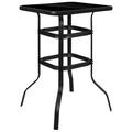 Flash Furniture Barker 27.5 Square Black Tempered Glass Bar Height Metal Patio Bar Table