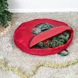Honey-Can-Do Holiday 36 Wreath Polyester Storage Bag with Handles Red