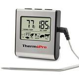 ThermoPro TP-16 Large LCD Digital Cooking Food Meat Thermometer for Smoker Oven Kitchen BBQ Grill Thermometer Clock Timer with Stainless Steel Temperature Probe