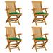 Anself 4 Piece Folding Garden Chairs with Green Cushion Teak Wood Outdoor Dining Chair for Patio Backyard Poolside Beach 21.7 x 23.6 x 35 Inches (W x D x H)