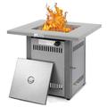 LEGACY HEATING 28IN 50000BTU Square Fire Pit Hammered Silver Finish