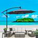 Dcenta 10 ft Outdoor Patio Umbrella Solar Powered LED Lighted Sun Shade Market Waterproof 8 Ribs Umbrella with Crank and Cross Base for Garden Deck Backyard Pool Shade Outside Deck Swimming Pool