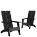 Flash Furniture Sawyer Poly Resin Wood Adirondack Chair - Black (Set of 2)