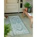 Unique Loom Valeria Indoor/Outdoor Traditional Rug Aqua/Ivory 2 x 7 10 Runner Medallion Traditional Perfect For Patio Deck Garage Entryway