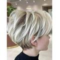 PHOCAS Short Blonde Wigs for Women Highlight Layered Pixie Cut Wig with Bangs