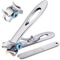 GHOJET Nail Clippers For Thick Nails - Wide Jaw Opening Oversized Nail Clippers Stainless Steel Heavy Duty Toenail Clippers For Thick Nails Extra Large Toenail Clippers for Men Seniors Elderly