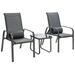 Gymax Grey 3PCS Outdoor Bistro Set Patio Conversation Set w/ Adjustable Backrest