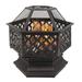 MDHAND 22 Outdoor Hex Shaped Patio Fire Pit Home Firepit Bowl Fireplace for Garden Backyard Patio Poolside