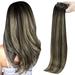 Full Shine Clip in Human Hair Extensions 16 inch Balayage 1b/27/1b Dark Roots Remy Hair Clip in Extensions Invisible PU Weft for Thin Hair 8 Pcs 100g