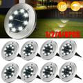 GRNSHTS Solar Ground Lights 8 LED IP68 Waterproof Solar Garden Lights Outdoor LED Solar Powered Disk Lights Solar Landscape Lighting for Walkway Driveway Path Yard Patio Lawn (4pcs White)