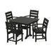 POLYWOOD Lakeside 5-Piece Farmhouse Trestle Arm Chair Dining Set in Black