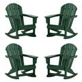 Costaelm Paradise Outdoor Patio Adirondack Rocking Chairs (Set of 4) Dark Green