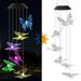 MLfire Solar Wind Chimes Light Garden Butterfly Solar Lights Wind Chime Colorful Light Waterproof Solar Hanging Lamp with Bells