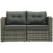 Outdoor Loveseat Patio Furniture Corner Sofa All-Weather Grey Wicker 2-Piece Rattan Outdoor Sectional Couch Sofa Set with Dark Grey Non-slip Cushions Aluminum Frame