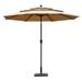 Aoodor 10ft 3 Tier Patio Umbrella - Stylish Outdoor Market Umbrella with Smooth Crank Mechanism - UV-Resistant Canopy - Ideal for Dining Tables (No Base)-Brown