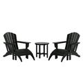 WestinTrends Dylan Outdoor Lounge Chairs Set of 2 5 Pieces Seashell Adirondack Chairs with Ottoman and Side Table All Weather Poly Lumber Outdoor Patio Chairs Furniture Set Black