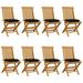 Suzicca Patio Chairs with Black Cushions 8 pcs Solid Teak Wood
