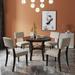 TALEMOHO 5-Piece Dining Table Set Round Table with Bottom Shelf and 4 Upholstered Chairs Espresso