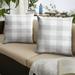 Set of 2 Gray and White Buffalo Plaid Comfortable Indoor and Outdoor Square Throw Pillows 18