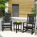 Garden 3-Piece Set Classic Plastic Adirondack Porch Rocking Chair with Round Side Table Included Black