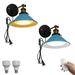 FSLiving Remote Control Adjustable Light Beam & Angle Wall Sconce Vintage Design Blue Metal Wall Light Nightstand Lamp for Bedroom Reading Loft Wall Painting Bulb Included - Set of Two