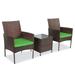 Acantha 3 Piece Elegant Patio Rattan Furniture Set â€“ 2 Relaxing Cushion Chairs With a Cafe Table - Green