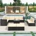 Dcenta 9 Piece Rattan Sectional Seating Group with Cushions and Ottoman Patio Furniture Sets Outdoor Wicker Sectional