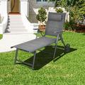 Costway Patio Reclining Chaise Lounge Padded Chair Aluminum Adjust Neck Pillow