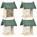 Anself 4 Piece Bird Feeders with Stand and Roof Firwood Bird House for Garden Yard Outdoor Decor 7.5 x 7.5 x 9.8 Inches (W x D x H)