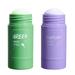 2 PCS Green Tea/Eggplant Purifying Clay Mask Lazy Solid Mask Stick Face Moisturizes Oil Control Deep Clean Pore Blackhead Acne Improves Skin for All Skin Types Men Women - Green Tea+Eggplant