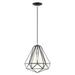 Livex Lighting Knox 1-Light Farmhouse Metal Single Pendant in Shiny Black