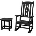 POLYTEAK Outdoor Rocking Chair Adult-Size Weather Resistant Porch and Patio Rocker Made from Special Formulated Poly Lumber Plastic Carved Porch Rockers Collection (Charcoal Black)