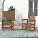 SERWALL Outdoor HDPE Plastic Rocking Chair Set 2 Pieces Rockers Brown