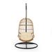 Perry Outdoor Wicker Hanging Chair with Stand Light Brown and Beige