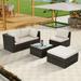 Highsound 4 Piece Outdoor Patio Furniture Sets All Weather Outdoor Sofa PE Garden Furniture Wicker Rattan Patio Conversation Set with Storage Box & Coffee Table Gray