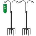 Adjustable Double Shepherds Hook 60 Inch Tall Heavy Duty Hanging Stakes Two Sided Garden Pole for Bird-Feeder Lantern Plant-Hook Garden-Stake Plant Stand Hanger for Outdoor Wedding Decor