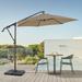 COBANA 10ft Offset Patio Umbrella with Base Included Hanging Outdoor Umbrella with Water Sand Filled Umbrella Stand Weights Beige