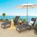 Costway Patio 2 PCS Folding Chaise Lounge Chair Outdoor Portable Reclining Lounger Black